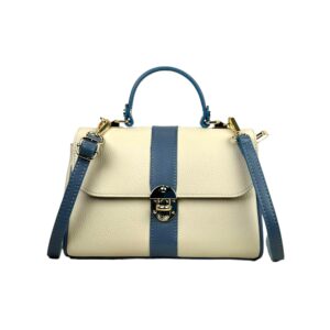 Bolso crema con raya azul